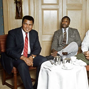 Hall of fame boxers (from left to right) Joe Frazier George Foreman