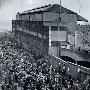 Hampden Park 1951 packed terracing crowds outside North stand