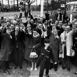 A happy group of Alvechurch supporters leaving West Heath for the Amateur Cup semi final A happy group of Alvechurch supporters leaving West Heath for the Amateur Cup semi final