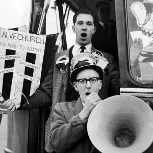 A happy group of Alvechurch supporters on their way to Stamford Bridge for their team A happy group of Alvechurch supporters on their way to Stamford Bridge for their team