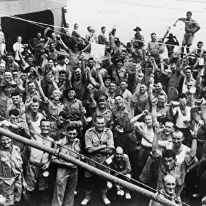 Happy scenes as the Australian Imperial Force arrive in Singapore for the battle against