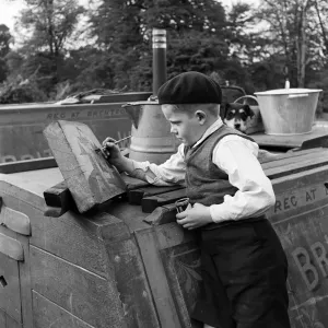 Harold Collins, 8, Painting on Whitley and Bayswater Print