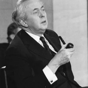 Harold Wilson (1916-1995) announces his resignation as Prime Minister during a press Harold Wilson (1916-1995) announces his resignation as Prime Minister during a press