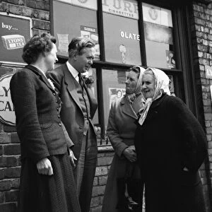 Harold Wilson (a future Prime Minister) canvassing for votes in Huyton Liverpool where
