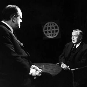 Harold Wilson the Prime Minister talking to Richard Dimbleby just before his TV interview