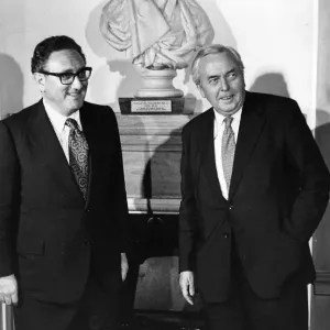 Harold Wilson Prime Minister of United Kingdom with Dr Henry Kissinger the American Harold Wilson Prime Minister of United Kingdom with Dr Henry Kissinger the American