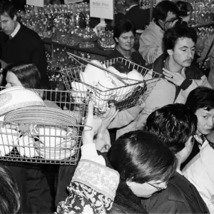 Harrods sale gets underway in Knightsbridge, London. A free-for-all in the crookery Harrods sale gets underway in Knightsbridge, London. A free-for-all in the crookery