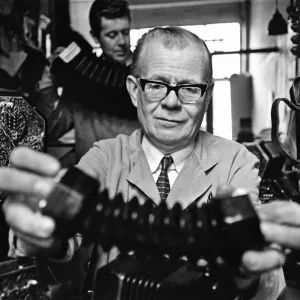 Harry Crabb seen here with his son Neville making concertina Harry Crabb seen here with his son Neville making concertina
