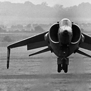 A Hawker Siddeley Kestrel aircraft of the Royal Air Force in flight at a press day in