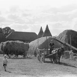 Hay Making at Four Elms Leigh in Kent Print, 1st July 1939