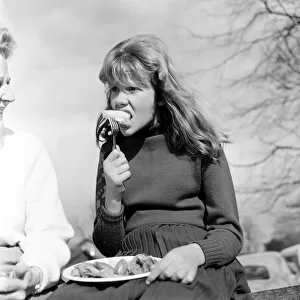 Hayley Mills pictured out in the sun at Downham, Lancashire