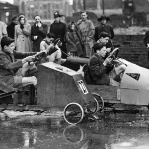 The heats for the soap box rally were run off at Fore Street, City of London