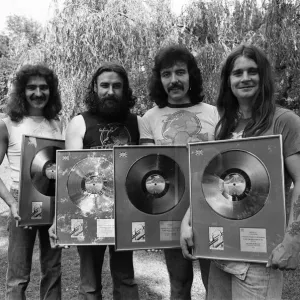 Black Sabbath with Technical Ecstasy Silver Discs Print 10th August 1977