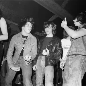 Heavy Metal music fans enjoying a night out. 1981 Heavy Metal music fans enjoying a night out. 1981