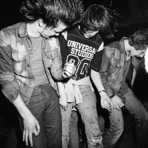 Heavy Metal music fans enjoying a night out. 1981 Heavy Metal music fans enjoying a night out. 1981