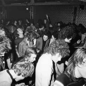 Heavy Metal music fans enjoying a night out. 1981 Heavy Metal music fans enjoying a night out. 1981