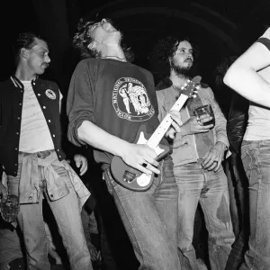 Heavy Metal music fans enjoying a night out. 1981 Heavy Metal music fans enjoying a night out. 1981