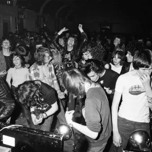 Heavy Metal music fans enjoying a night out. 1981 Heavy Metal music fans enjoying a night out. 1981