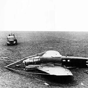 Heinkel He 111 Mk V, fitted with barrage balloon cutting device brought down on moorland