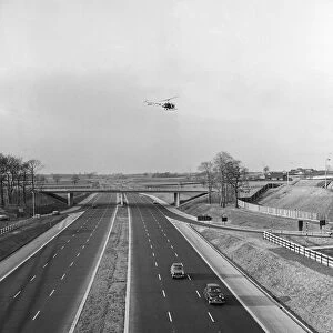 Helicopter patrol over the M6 Motorway near Knutsford, Cheshire