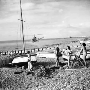 Worthing Beach Helicopter Insecticide Print, 24th April 1952 Worthing Beach Helicopter Insecticide Print, 24th April 1952