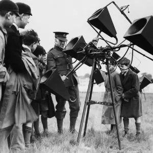 Hendon air day, youngsters being shown anti aircraft sound Hendon air day, youngsters being shown anti aircraft sound