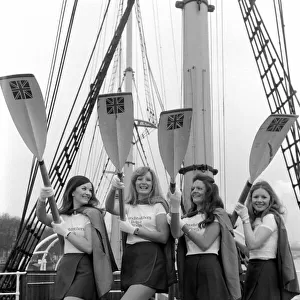 Henley Regatta goes commercial. To announce the Awards, 4 lovely girls boarded HMS