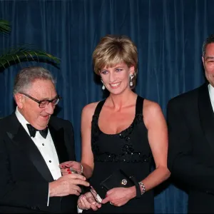 Henry Kissinger, Princess Diana and Colin Powell at Awards Ceremony Print