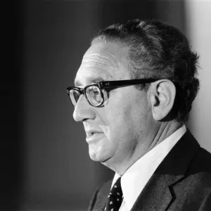 Henry Kissinger speaking at a press conference, answering questions about his latest book Henry Kissinger speaking at a press conference, answering questions about his latest book