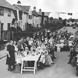 Heol Booker, Whitchurch, Cardiff, VE Day street party and children fancy dress 1945