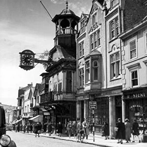 High Street and Guildhall, Guildford, Surrey, circa 1950