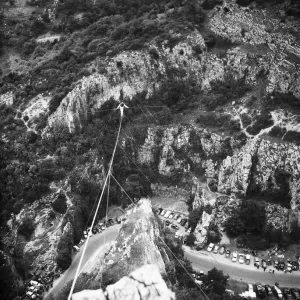 Highwire walker Rudi Omankowsky, crossed the 320 yards of the Cheddar Gorge blindfolded Highwire walker Rudi Omankowsky, crossed the 320 yards of the Cheddar Gorge blindfolded