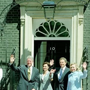 Bill and Hilary Clinton visit Tony and Cherie Blair at 10 Downing Street. May 1997