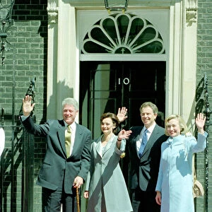 Bill and Hilary Clinton visit Tony and Cherie Blair at 10 Downing Street