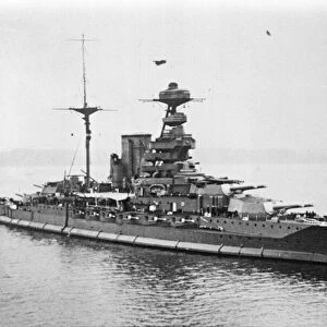 HMS Malaya Royal Navy Queen Elizabeth-class battleship seen here at a fleet review prior