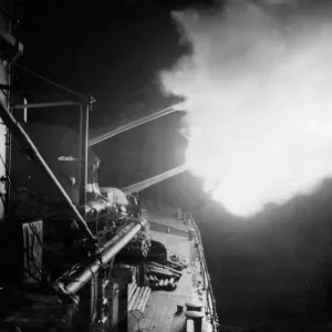 Print of HMS Orion flagship laying down naval bombardment at Garigliano Print of HMS Orion flagship laying down naval bombardment at Garigliano