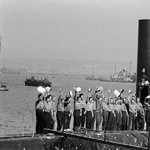 HMS Porpoise (S01), a Porpoise-class submarine of the Royal Navy. 1963