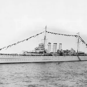 Print of the HMS Shropshire Heavy Cruiser Print of the HMS Shropshire Heavy Cruiser