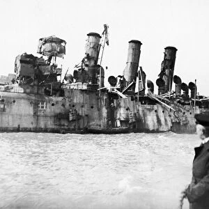 HMS Vindictive an Arrogant class cruiser seen here on 24th April 1918 after she was in