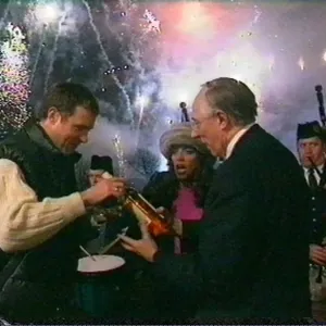 Hogmanay December 1998 John Leslie and Jenny Powell with Donald Dewar on STV
