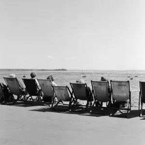 Southend Beach Scene, 1957 Print