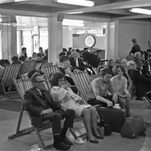 Holidaymakers waiting for their delayed flight to be called at Southend Airport 13th July Holidaymakers waiting for their delayed flight to be called at Southend Airport 13th July