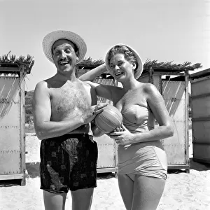 Holidays: Couples enjoying the beach on Corsica. August 1957 A503a-007