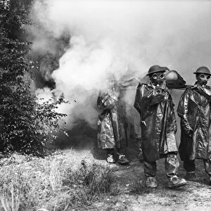Home Guard training in the evacuation of casualties during a gas attack whilst