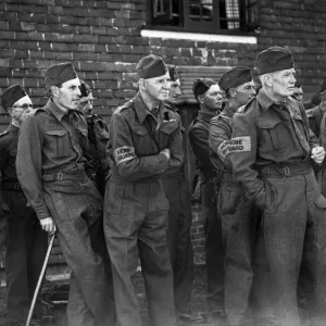 Home guards listen to their instructions before going out on patrol during the Second Home guards listen to their instructions before going out on patrol during the Second