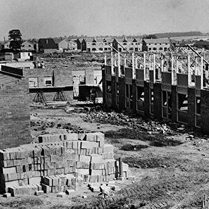 Homes being built in Skelmersdale, West Lancashire. Circa 1964