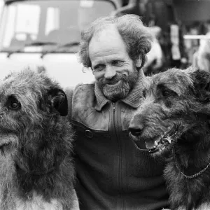 Honley Show. Show dogs... Mr Bill Jackson with his Irish Wolfhounds Rastus and Tryth Honley Show. Show dogs... Mr Bill Jackson with his Irish Wolfhounds Rastus and Tryth