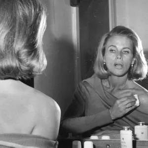Honor Blackman Making Up in Her Dressing Room Print - June 1966