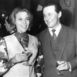 Honor Blackman and Patrick MacNee at a Variety Club luncheon in March 1964