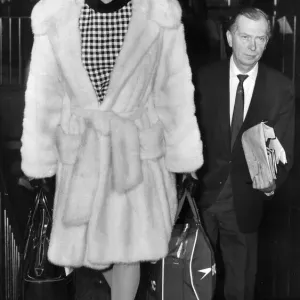Honor Blackman White Fur Coat Print